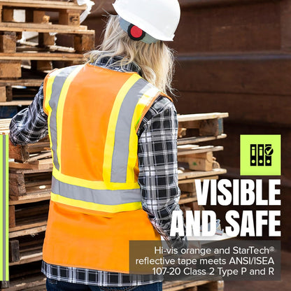 Pioneer Safety Vest for Women With Pockets - Hi-Vis Reflective Tape - For Construction