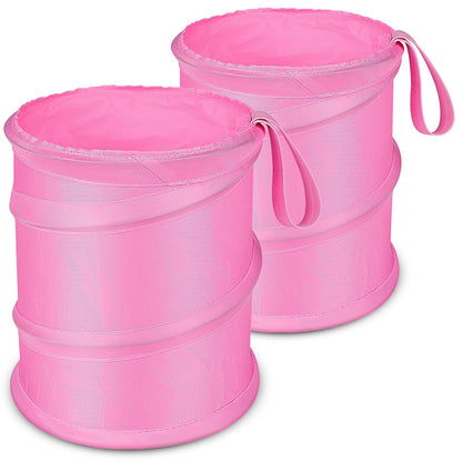 Car Trash Can, 2 Packs Mini Collapsible Pop-up Car Garbage Can, Waterproof Hanging Car Trash Bag with Velcro, Car Trash Bin, Black