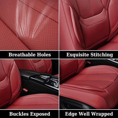 Coverado Seat Covers Full Set, Black Seat Covers for Cars 5 Seats, Car Seat Protector, Waterproof Nappa Leather Car Seat Cushion, Front and Rear Car Seat Cover Fit for Most Sedans SUV Pick-up Truck - Colors A