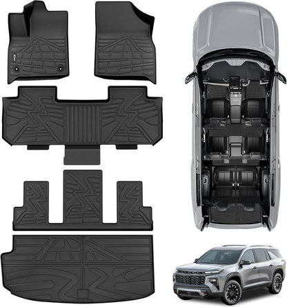KARPAL Floor Mats for 2007-2013 Chevy Silverado & GMC Sierra 1500 Crew Cab / 2007-2014 2500/3500 HD(Footwell Coverage), All-Weather TPE Custom Fit Floor Liners Car Accessories