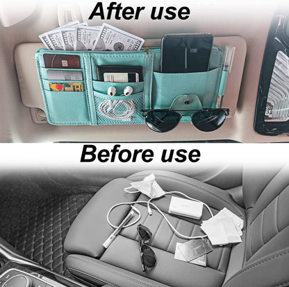Keedolla Car Sun Visor Organizer, Truck Visor Organizer Car Sun Storage Pocket Pouch Case Bag for Sunglasses, Cards, Pens and Document - Pink