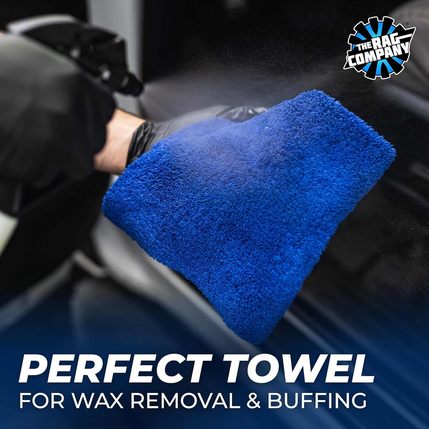 The Rag Company - Creature Edgeless Auto Detailing Towels (10-Pack) Professional 70/30 Blend, Dual-Pile Plush Microfiber, Buffing & Polishing, 420gsm, 16in x 16in, Black