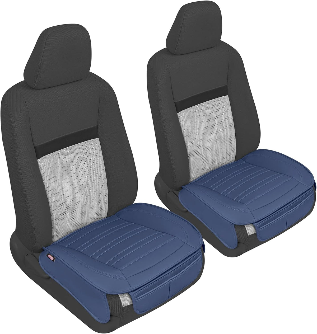 Motor Trend Seat Covers for Cars Trucks SUV, Faux Leather 2-Pack Black Padded with Storage Pockets, Premium Interior Car Seat Cover