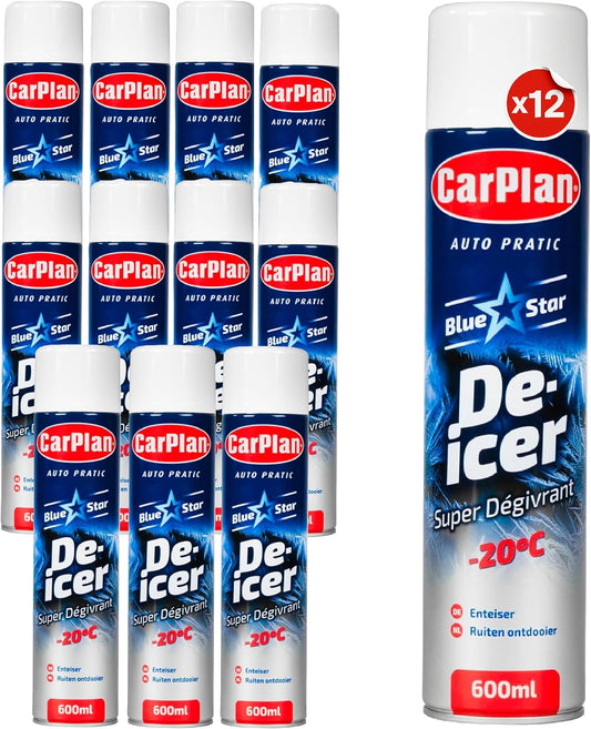 CarPlan Blue Star De-Icer Spray, 21 fl oz - Fast-Acting Aerosol Defroster for Car Windshield and Windows, Works in Extreme Cold -20C