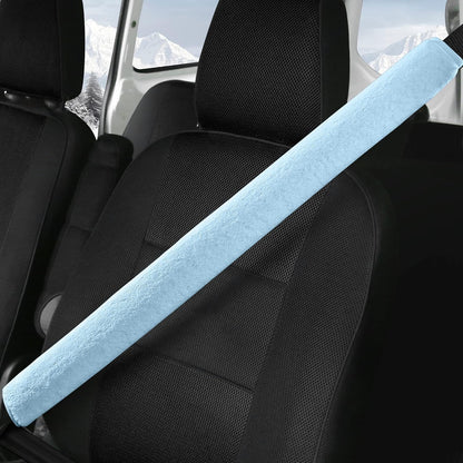 LACDL Extra Long Seatbelt Cover Super Soft Furry for Adults Kids Women & Men, Thick Plush Full Car Seat Belt Strap Cushion, Fluffy Shoulder Pad Protector, Auto Interior Accessories, 1pc, Black, 15.5in