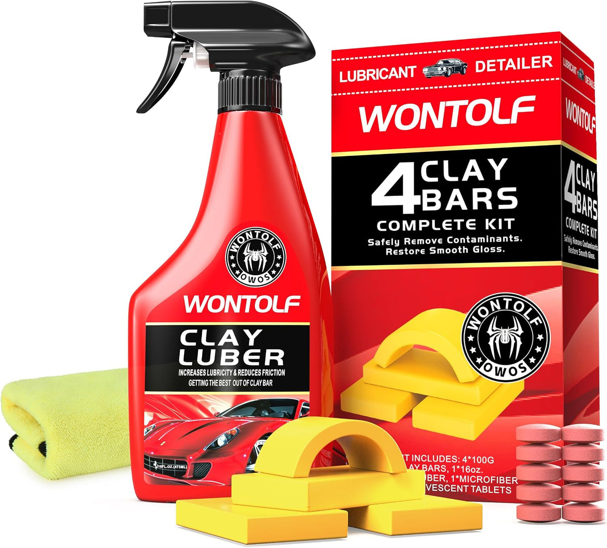 10 Pack Car Clay Bar Kit, Premium Grade Clay Bars Auto Detailing, Clay Luber Synthetic Lubricant, Car Wash Detailing Cleaning Kit for Car, SUV, RV, Truck