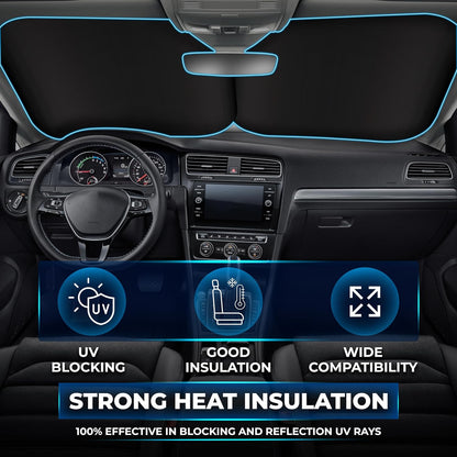EcoNour 2 Piece Foldable Car Windshield Sun Shade – UV & Heat Protection, Interior Cooling, Durable Upgraded Design, Easy Fold, Front Window Sunshade - Medium (31" L x 28" W)