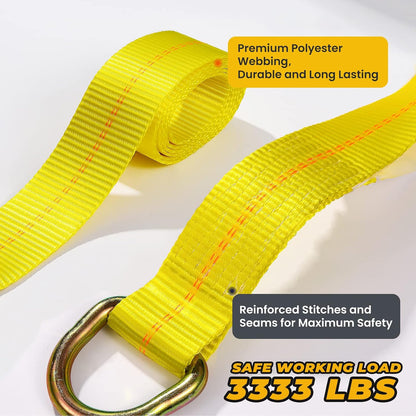 Trekassy 2" x 144" Car Tie Down Straps for Trailers, Heavy Duty Tire Tie Downs for ATV/UTV, 10000lbs Break Strength, Include 4 Axle Straps for Different Uses