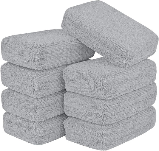 AIDEA Microfiber Applicator Pad-8Pack, Car Wash Sponge, Premium Microfiber Sponge and Cleaning Pads, Perfect for Effortless Wax, Sealant, and Conditioner Application, Car Detailing Supplies, Blue