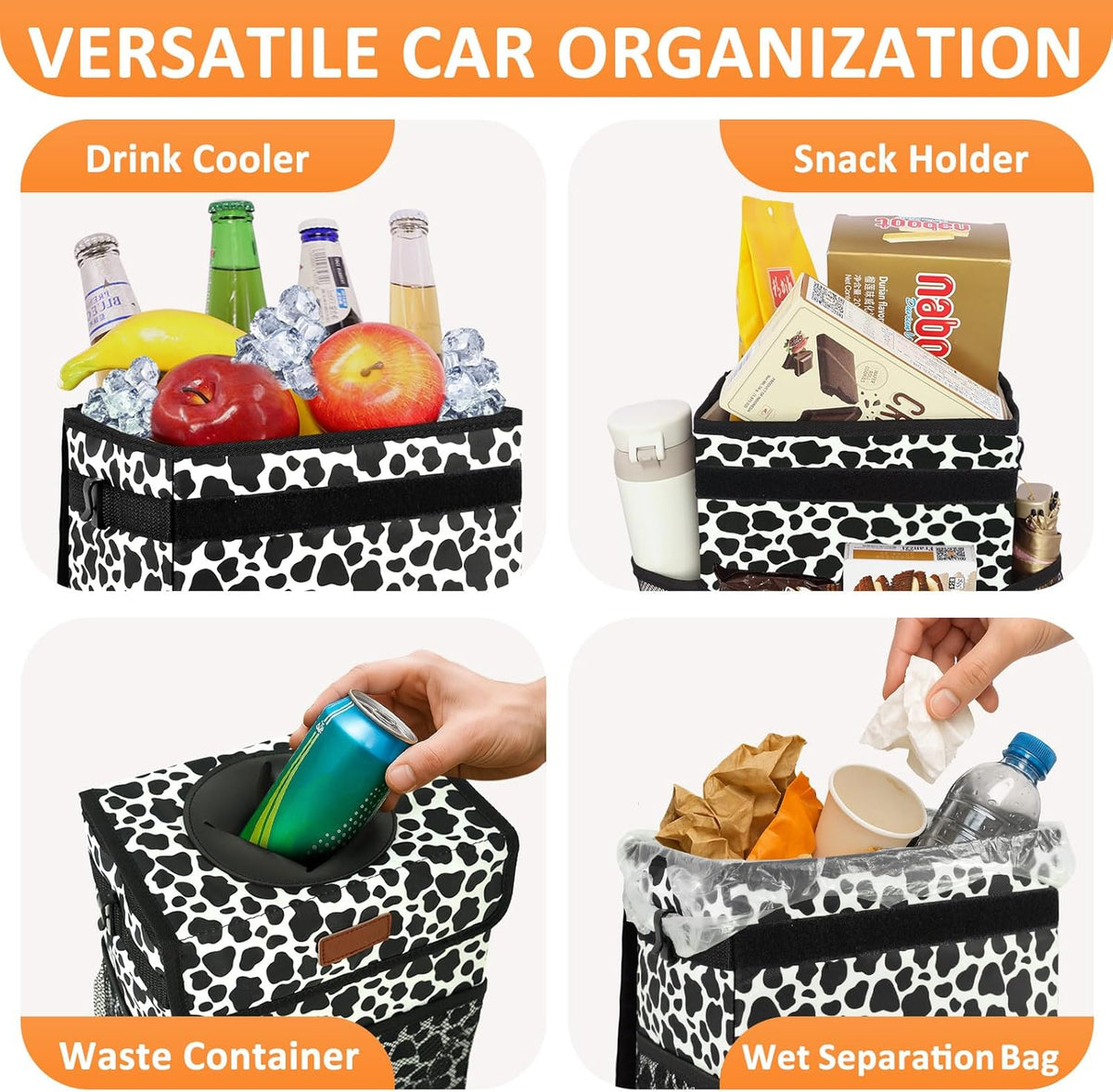 Vankor Car Trash Can Bin with Lid Hanging for Back Seat, Car Accessories for Women Men Leak Proof Automotive Garbage Cans Leakproof Vehicle Trash Can for Truck SUV Black