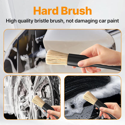 8 Pcs Car Detailing Brush Set, Soft Bristle Cleaning Brushes for Interior and Exterior Care, 4 Versatile Brushes Designed for Dashboards, Vents, Wheels, Tires, and Precision Detailing