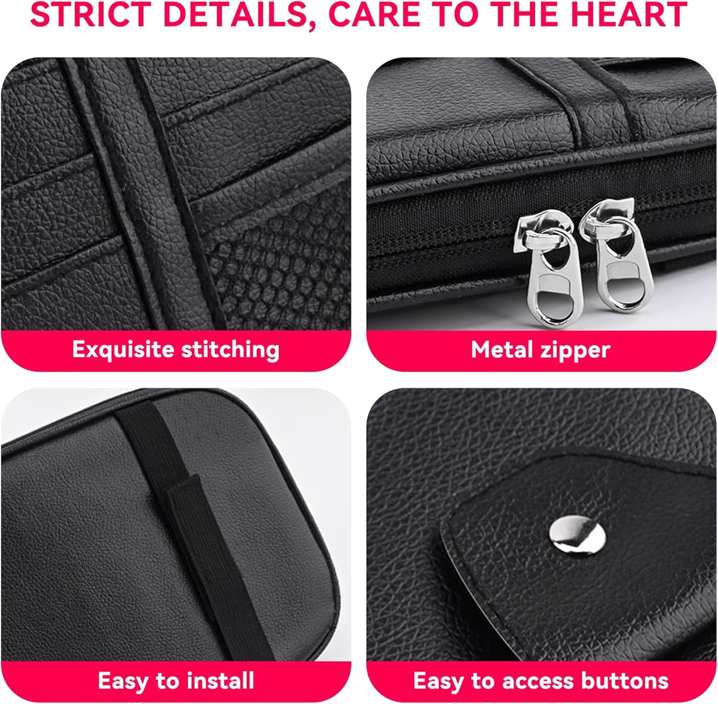 Car Sun Visor Organizer, Multi-Pocket PU Leather Sunglass Holder and Storage Pocket with Net Zipper, Card Sleeve Pocket Organizer, Auto Interior Accessories for Vehicle, Truck, SUV (Gray)