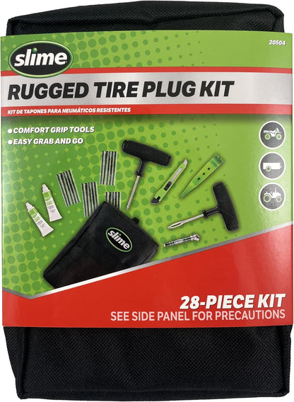 Slime 2040-A Tire Repair Plug Kit, Deluxe, Contains Strings, Tools and Glue, 11 Pieces