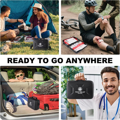 Gevoke 410 Piece Waterproof Hard Shell First Aid Kit for Home, Car, Travel, Camping, Truck, Hiking, Sports, Office, Vehicle & Outdoor Emergencies - Emergency Medical Kits (Red)