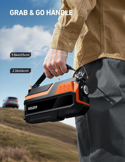 AstroAI S8 Air Jump Starter with Air Compressor, 3000A Peak Car Battery Jump Starter Portable (9.0 Gas/6.5L Diesel) with 150PSI Cordless Auto-Shutoff Tire Inflator, 12V Battery Charger Booster(Orange)