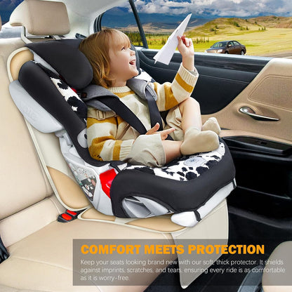 Siivton Car Seat Protector for Child Car Seat,Waterproof Car Seat Cover for Leather and Fabric Seats, 2 Mesh Pockets, Non-Slip Bottom,Thick Padding Cushion