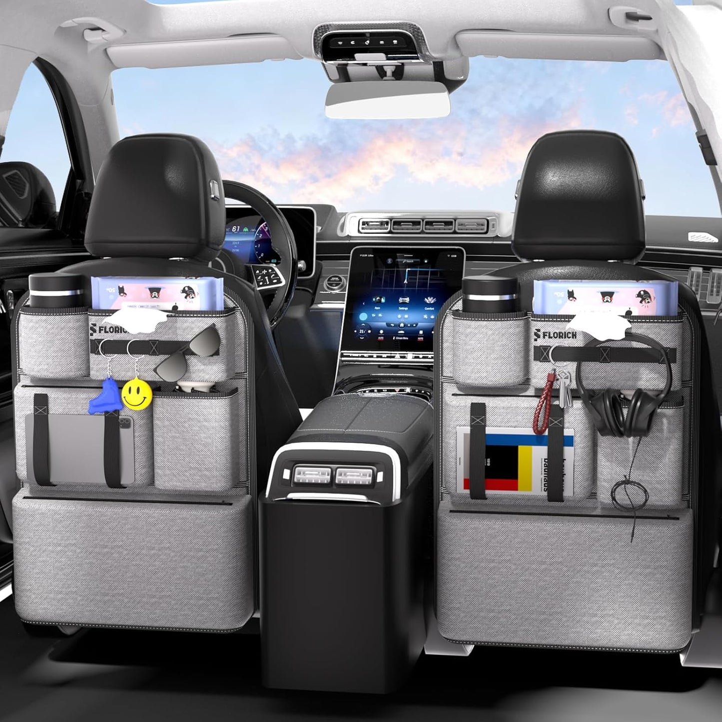 FLORICH Car Seat Gap Filler, Pro-Seats Gap Filler Organizer and Storages 2-in-1, Premium Leather Center Console Organizer, Car Organizer Front Seat Universal Fit for Car SUV Truck