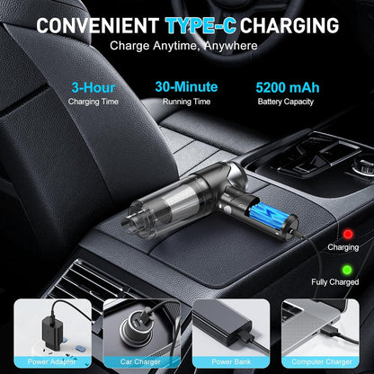 KMM Handheld Car Vacuum Cleaner, 9000Pa Vacuum Cleaner and Air Duster, 120W High Power Hand Held Vacuum with LED Light and Multi-Nozzles for Car, Home, Office, Pet
