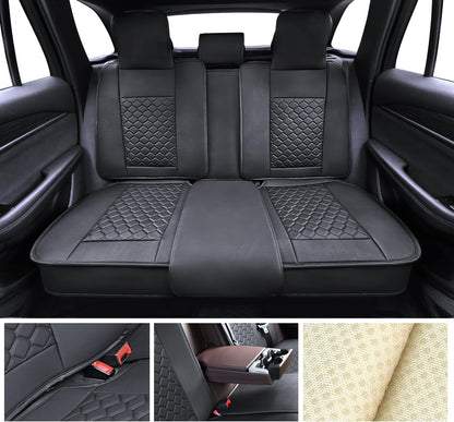 Elantrip 2PCs Front Car Seat Covers Leather Water Proof Seat Protector Universal fit for Most Cars SUVs and Trucks Black