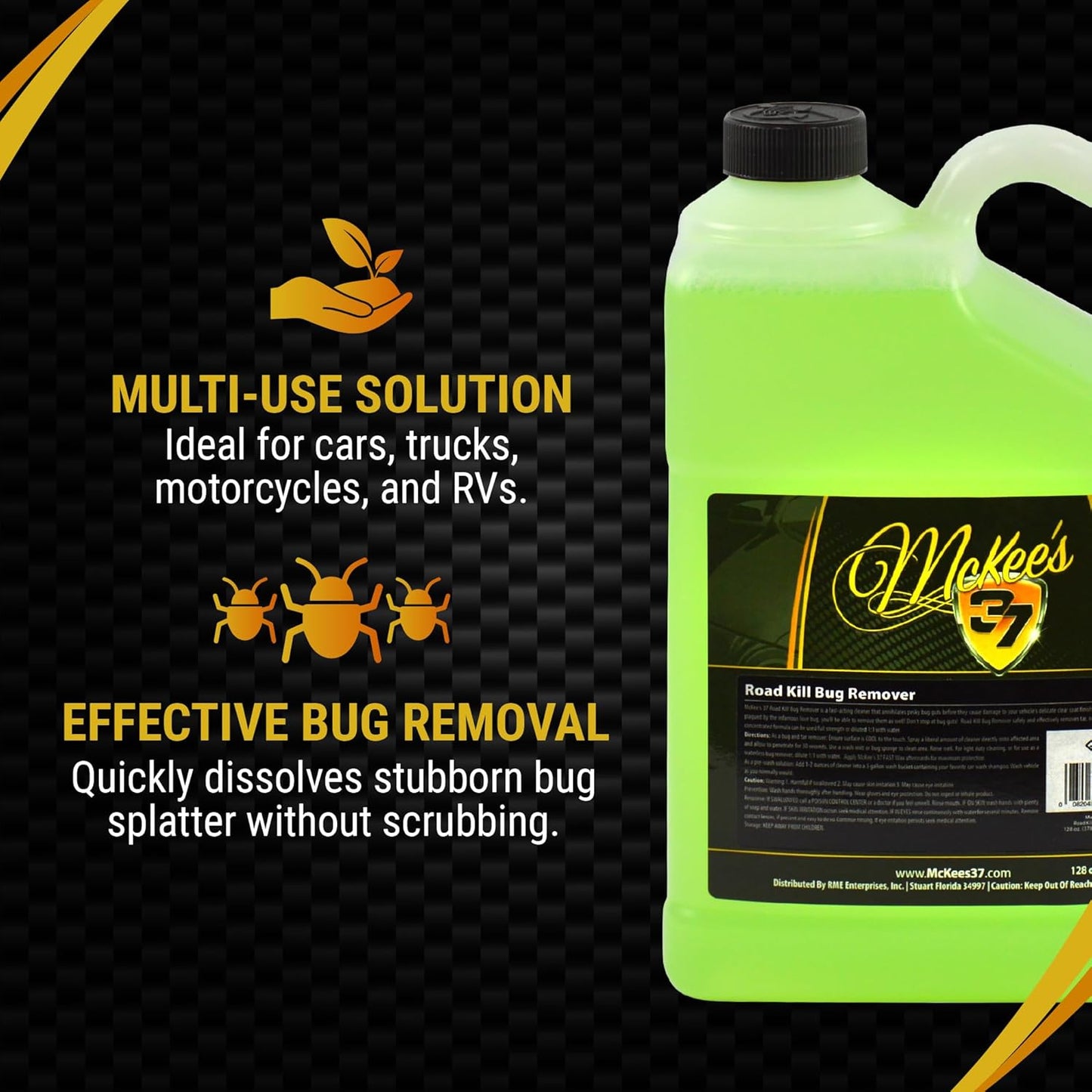 McKee's 37 - Road Kill Remover | Powerful Bug And Tar Remover, Easy and Convenient Car Bug Eliminator Spray for Cars, Trucks, Motorcycles & RVs (22 oz)