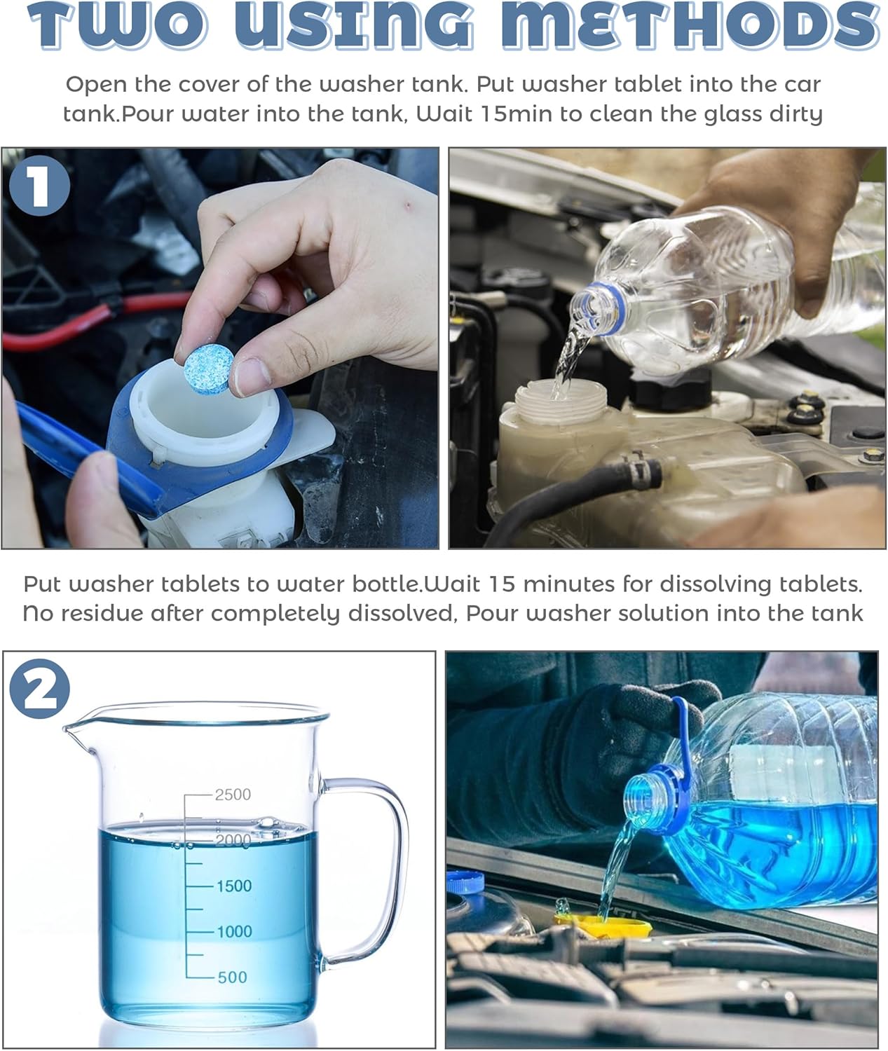 50PCS Windshield Washer Fluid,Car Accessories Car Windshield Washer Tablets Cleaning Washer Fluid Tablets Glass Concentrated Cleaner,Used to Clean Automotive Glass,Window,Mirror,Etc