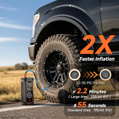 OlarHike Tire Inflator Portable Air Compressor, Lightning-Fast Inflation, Dual Power - 6000mAh & 12V DC, Cordless Air Pump for Car Tires, Bikes, Motorcycle, Balls with LED & Digital Pressure Gauge