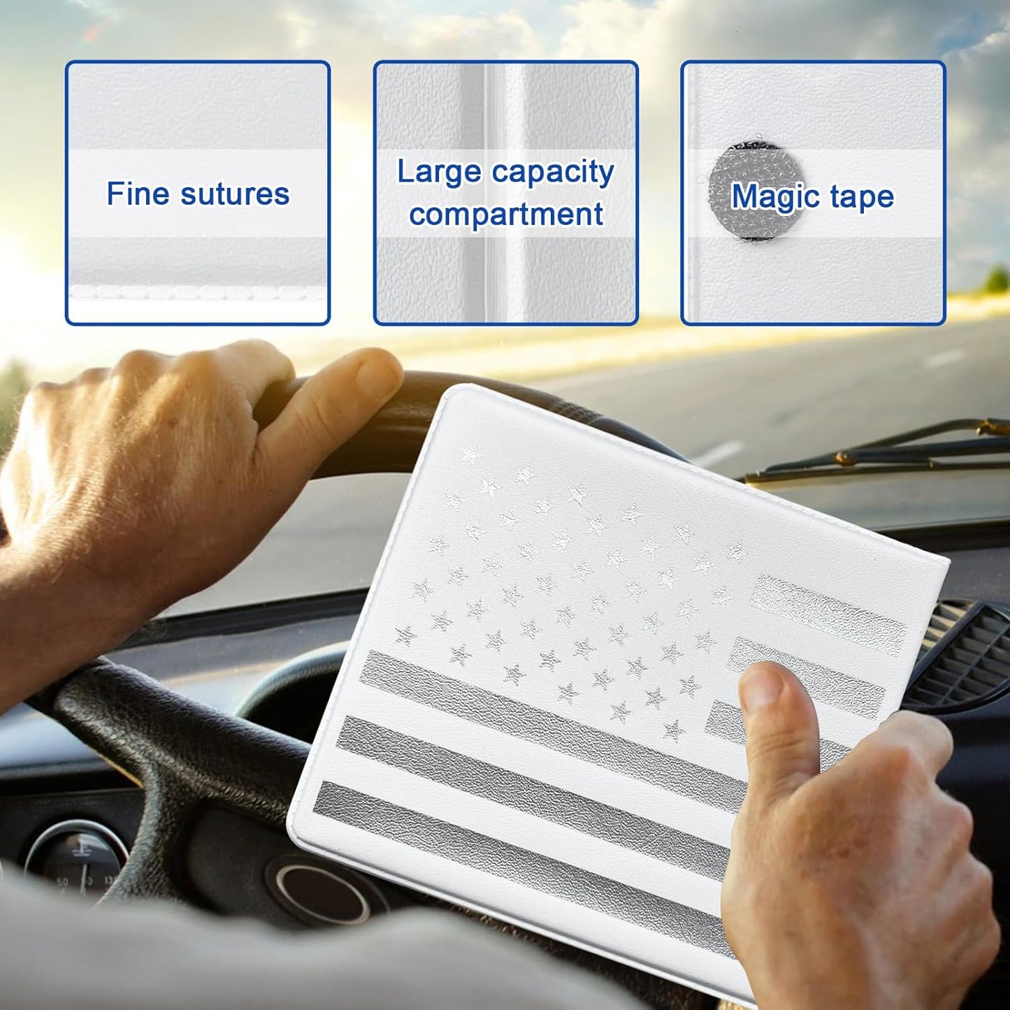 Ziciner Car Registration Insurance Holder, 2Pack Essential Auto Card Document Glove Box Organizer with Touch Fastener, Vehicle Interior Accessories Perfect for Most Car, Truck, SUV (Red/Small Car)