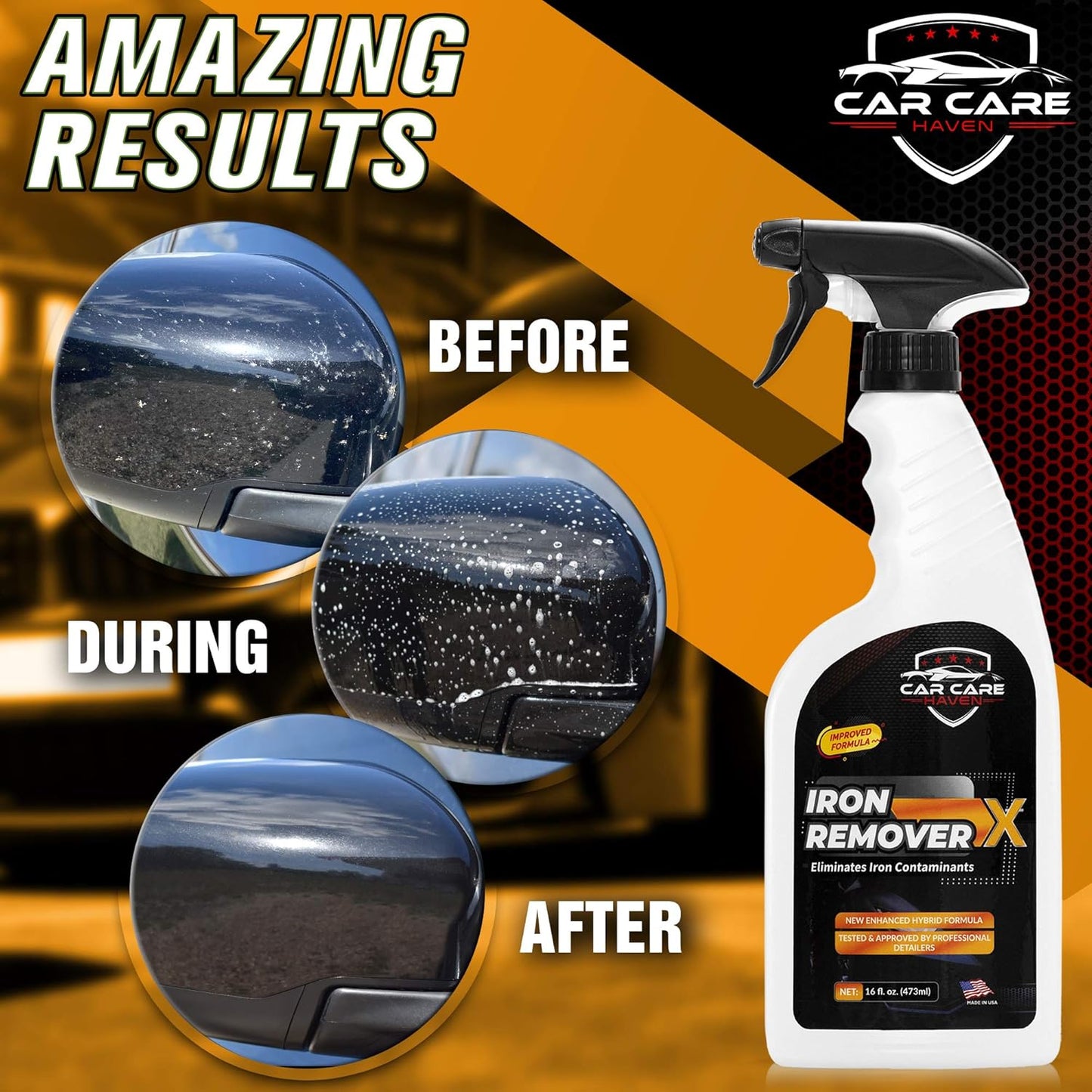 Car Care Iron Remover X, Car Detailing Iron Rust Remover-Wheel, Paint, Ceramic-Cleaner-Car Cleaner Exterior Care Products, Colorless Rim Cleaner, Decal Remover-Use Before Clay Bar (128 Fl Oz Gallon)