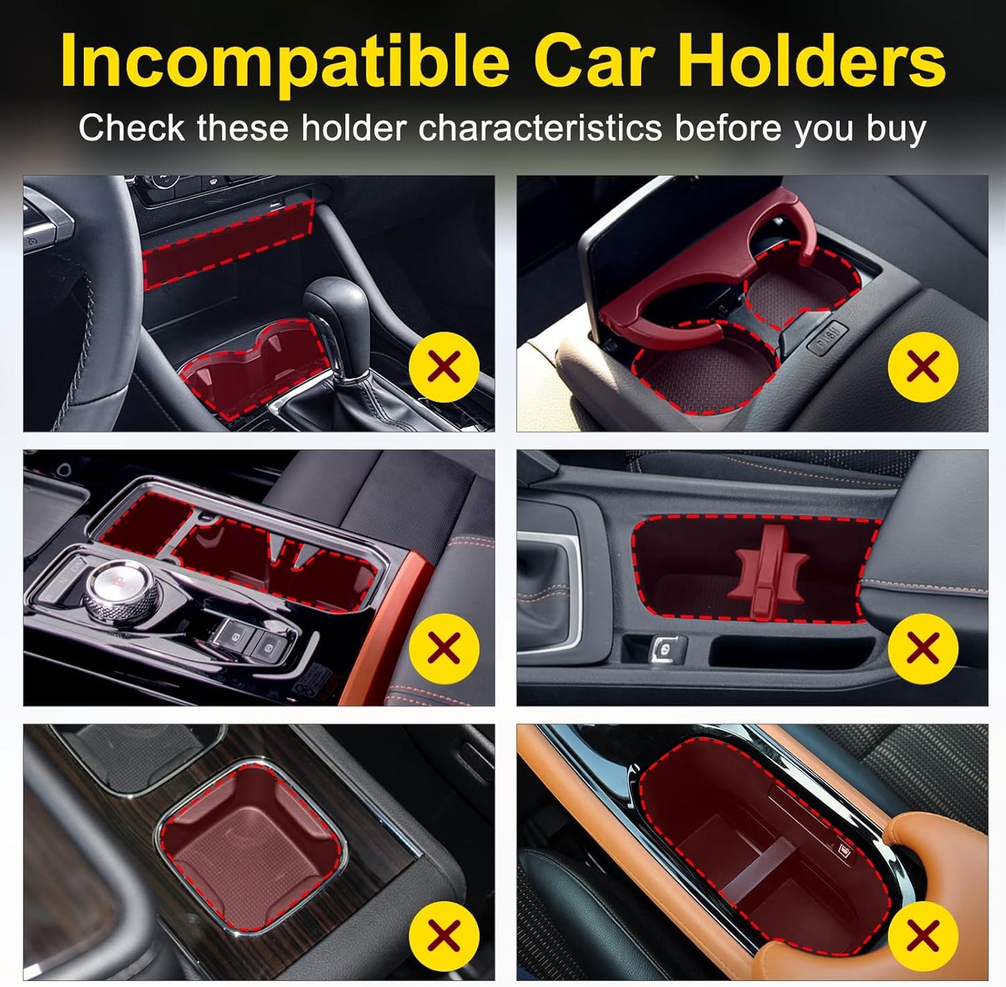 Cup Holder Expander (Adjustable Holder & Base, Auto-Fit Hold, One Button Open), Car Cup Holder Expander for Yeti, Hydro Flask, Nalgene, Owala, Bottles in 2.6"- 4.8" (Black, 1 Pack)