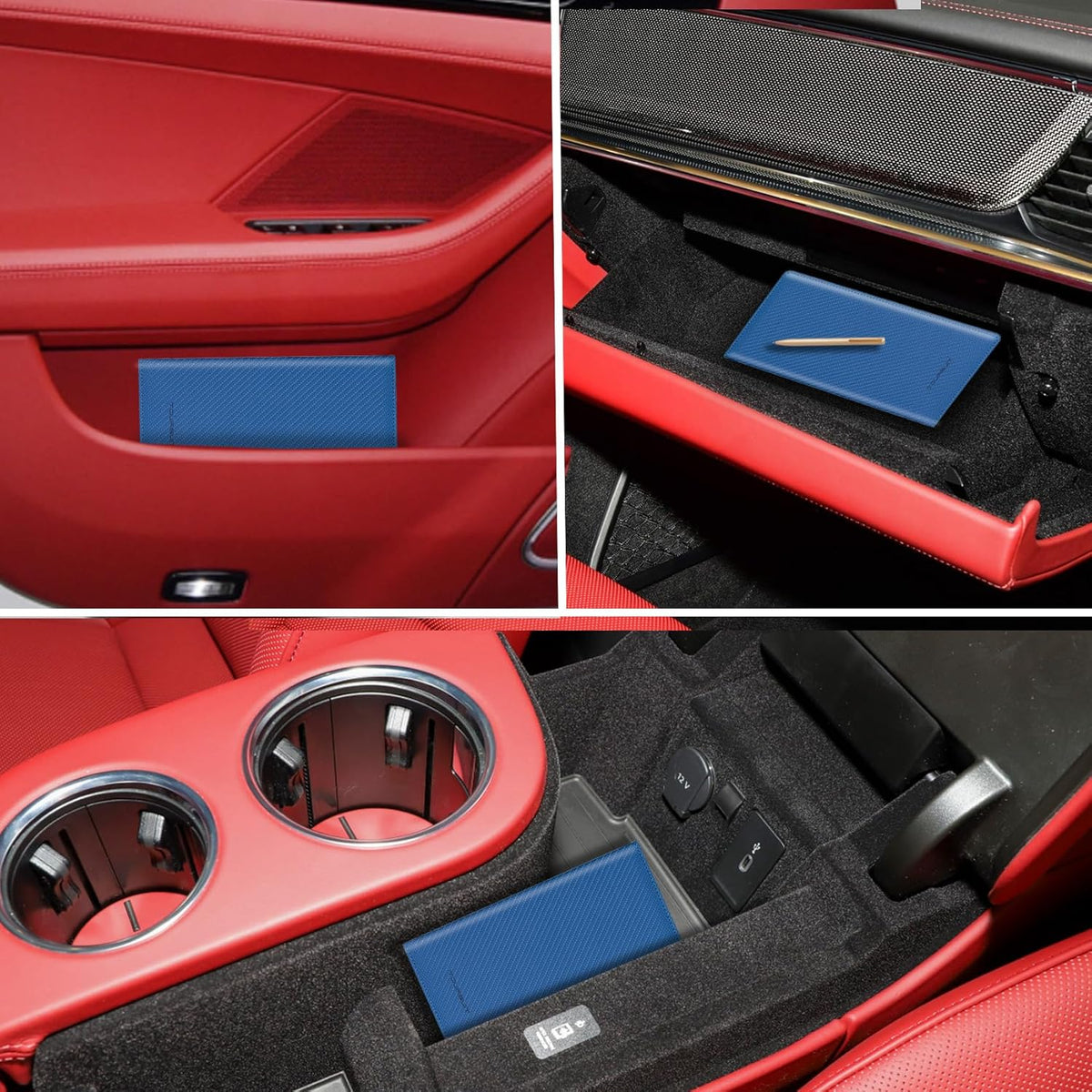 TOURSUIT Car Registration and Insurance Card Holder, Vehicle License Document Glove Box Compartment Organizer, Essential Car Wallet Case for Driver Auto Owners (Carbon Blue)
