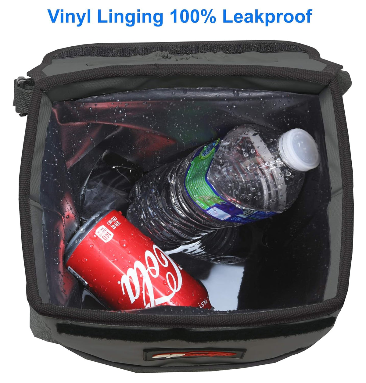 EPAuto Waterproof Car Trash Can with Lid and Storage Pockets, 2.5 Gallon, Black