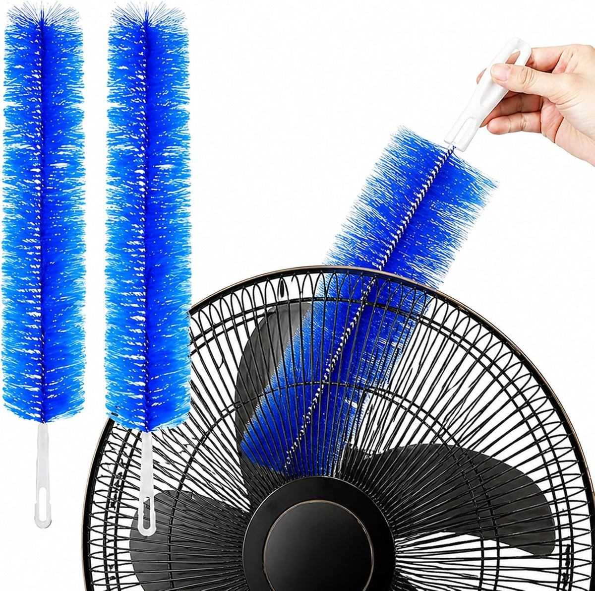 2 Pcs Zylphion Fan Cleaning Brush, Bendable Fan Cleaner Flexible Small Space Crevice Cleaning Tool Duster for Box Fan, Floor Fan, Stand Up Fan, Air Vent, Heater Vent