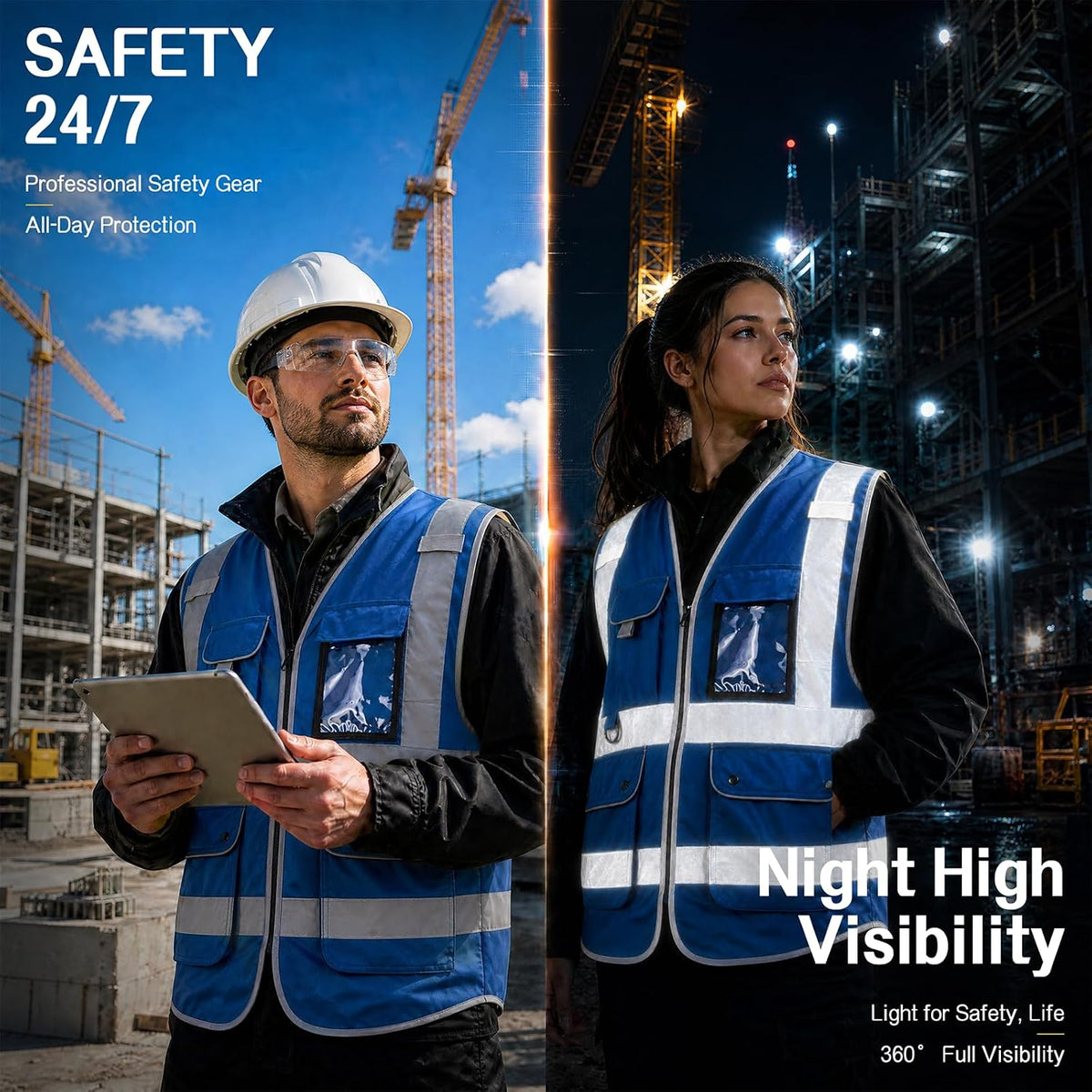 XIAKE Reflective Safety Vest for Men & Women High Visibility Class 2 Vest with Pockets Meets ANSI Standards