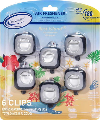 Air Jungles New Car Scent Car Air Freshener Vent Clip, 6 Count Long Lasting Up to 180 days, Natural Essential Oil Car Fragrance Accessories for Women and Men, Odor Eliminator - 4ml Each