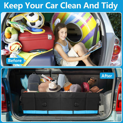 AOPHY Trunk Organizer for Car, 95L Large Capacity Trunk Storage with Non-Slip Bottom Strips, Cargo Organizer for Suv, Truck, Sedan, Waterproof Portable Car Organizers for Women Men(Pink)