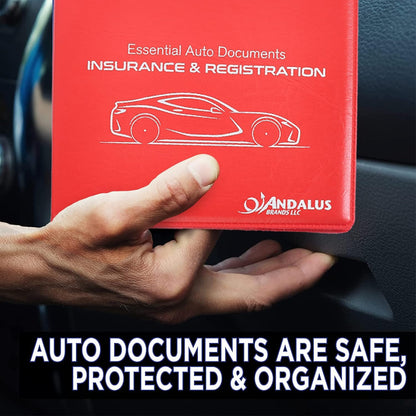 Andalus Auto Registration & Insurance Card Holder Pack of 2, Waterproof Essential Car Registration Holder with Hook & Loop Closure, Perfect for Every Vehicles Glove Boxes (White - 5 1/8" x 4 5/8")