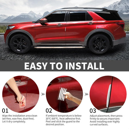 6 Inch 4Pcs 3D Carbon Fiber Texture Car Door Edge Protector Trim Strip Anti-Scratch and Anti-Collision Side Door Protectors Vehicle Exterior Accessories Sticker Black