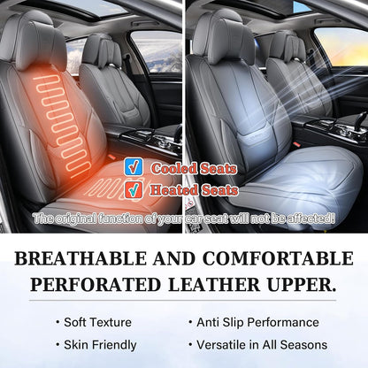 Coverado Seat Covers Full Set, Black Seat Covers for Cars 5 Seats, Car Seat Protector, Waterproof Nappa Leather Car Seat Cushion, Front and Rear Car Seat Cover Fit for Most Sedans SUV Pick-up Truck - Colors A