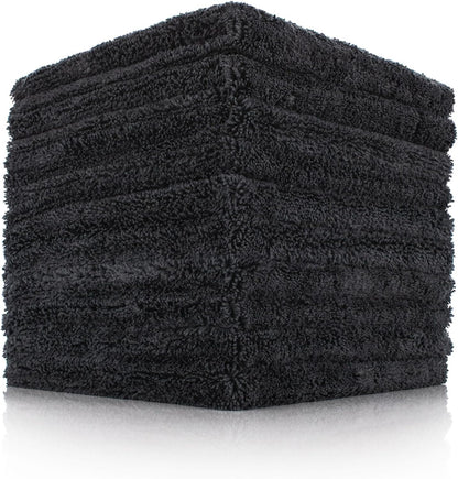 The Rag Company - Creature Edgeless Auto Detailing Towels (10-Pack) Professional 70/30 Blend, Dual-Pile Plush Microfiber, Buffing & Polishing, 420gsm, 16in x 16in, Black