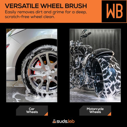 Suds Lab WB Premium Microfiber Cleaning Wheel Brush for All Vehicle Types – 18.1" Ultra-Soft & Scratch-Free Reusable Rim, Wheel, and Tire Brush with Ergonomic Handle