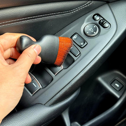 Car Detailing Brush, Soft Bristle Cleaning Brush, Scratch-Free Auto Duster Tool for Dashboard, Air Vents, Leather & Interior Cleaning (Black&Brown)