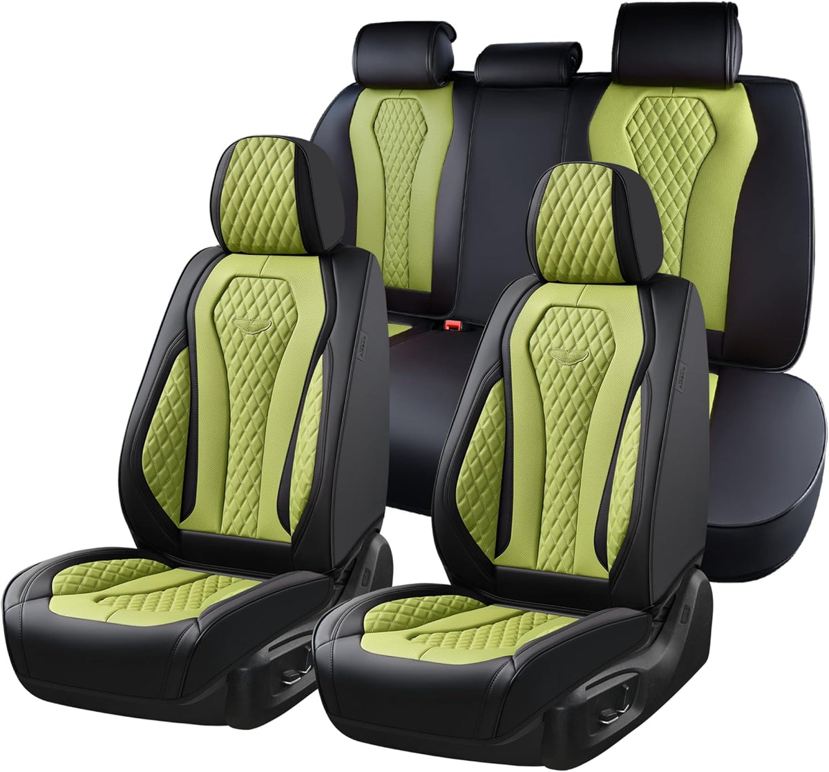 Coverado Seat Covers, Car Seat Covers Full Set, Black Car Seat Cover, Car Seat Covers Front Seats Back Seat Cover, Waterproof Car Seat Cushion, Leather Seat Covers Seat Protector Fit for Most Cars