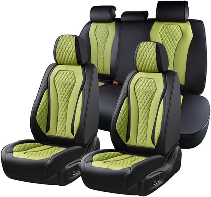 Coverado Seat Covers, Car Seat Covers Full Set, Black Car Seat Cover, Car Seat Covers Front Seats Back Seat Cover, Waterproof Car Seat Cushion, Leather Seat Covers Seat Protector Fit for Most Cars
