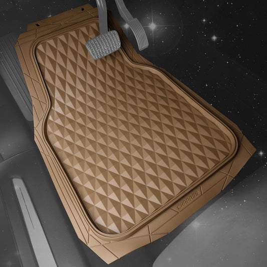 CAR PASS Heavy Duty Rubber Car Mats, Deep Dish All-Weather Floor Mat for Car Full Set Durable Anti-Slip 3D Rhombus Waterproof Trim to Fit Liner Universal Fit Automotive,Sedan,SUV,Truck, 3 Piece Black