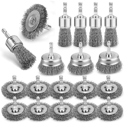 6Pcs Professional Wire Wheel, Carbon Steel Wire Brush for Drill, Drill Cup Brush for Cleaning Rust, Wire Brush Drill Attachments with 1/4 Inch Hex Shank
