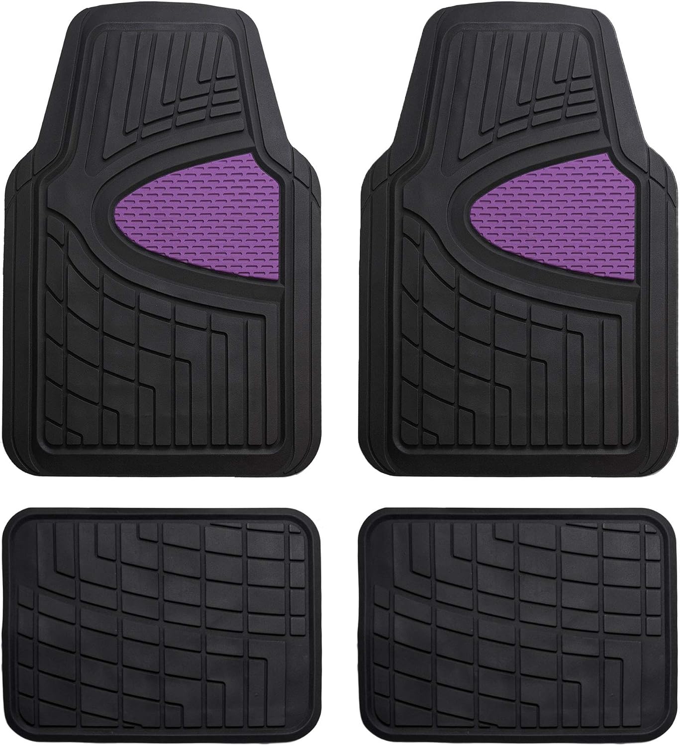 FH Group Automotive Floor Mats - Heavy-Duty Rubber Floor Mats for Cars, Universal Fit Full Set, Climaproof & Trimmable Floor Mats for Most Sedan, SUV, Truck, Black