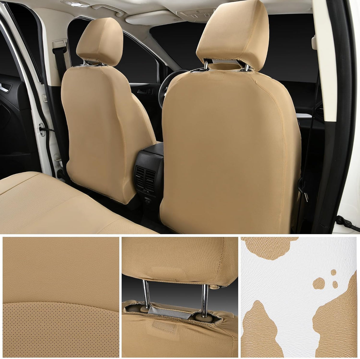 CAR PASS Waterproof Universal Car Floor Mats, Leopard Print Car Mats Fit for SUV,Vans,sedans, Trucks,Set of 4pcs Car Carpet with Driver Heel Pad and Nibs Backing, Leopard Car Accessories Gray Leopard