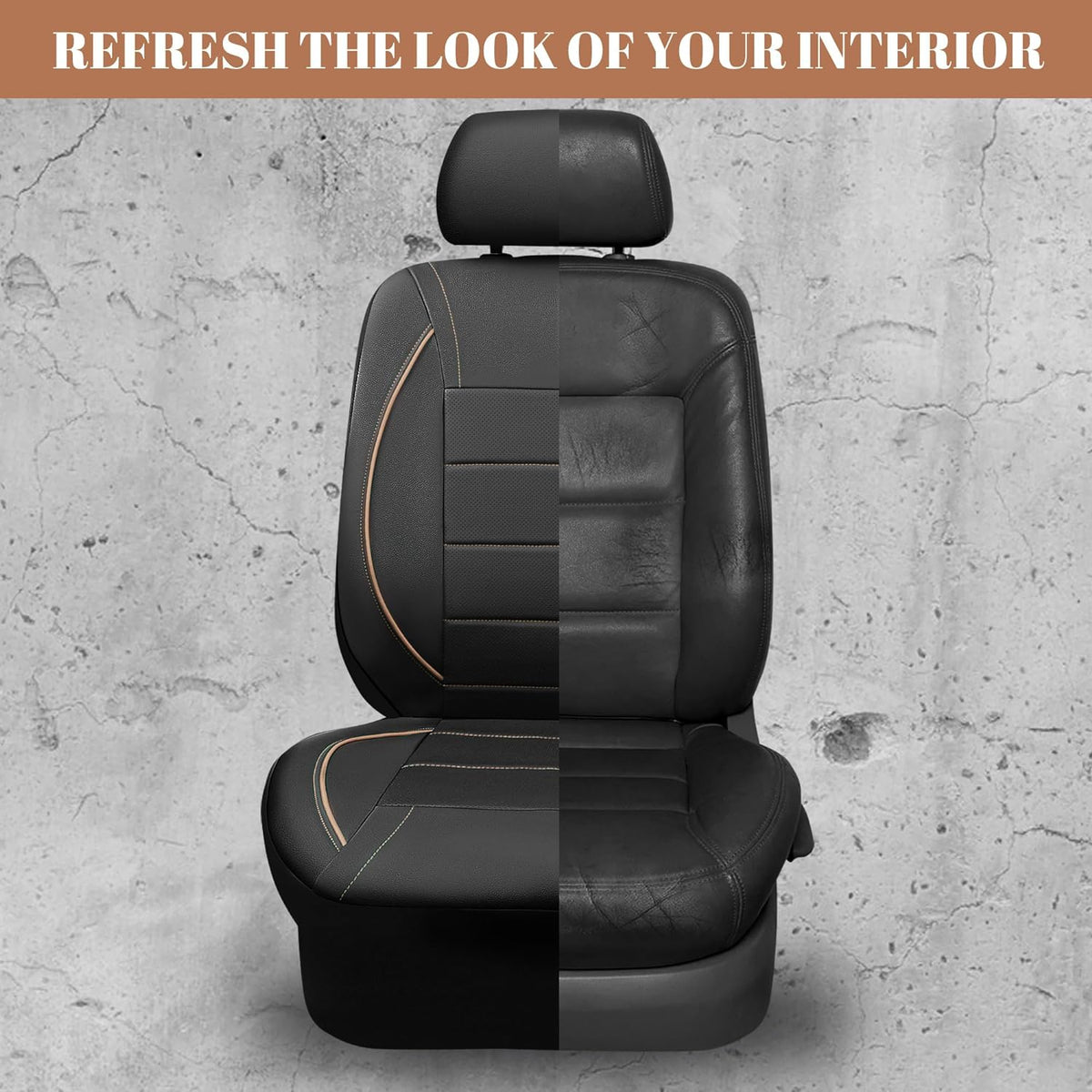 CAR PASS Universal FIT Piping Leather Two Front Seat Covers, Waterproof Faux Leather for SUV Sedan Van Truck, Airbag Compatible,Reserved Opening Holes for Headrest Covers. (Black red)