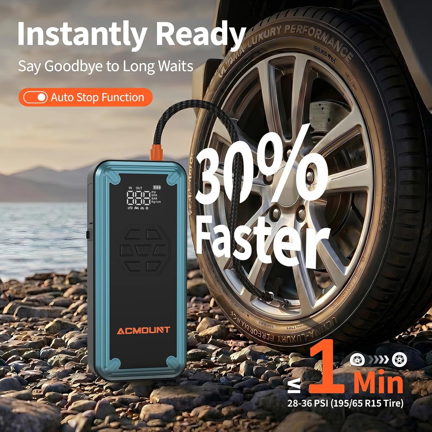 W160 Jump Starter with Air Compressor, 5000A Portable Car Jump Starter 150PSI Tire Inflator/Air Pump, 12V Battery(Up to 9L Gas/8L Diesel Engine) Jump Pack Car Emergency Kit Idea Gift for Man (Silver)