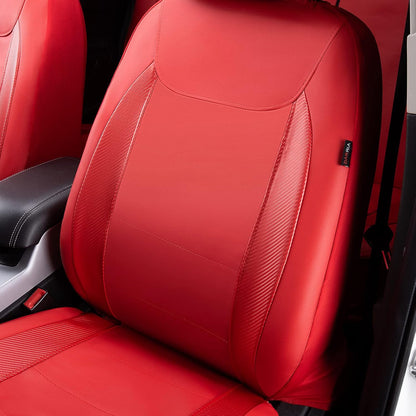 Flying Banner Carbon Fiber Leather Vehicle Seat Covers, Leopard Gray Black, Universal Fit - 8PCS